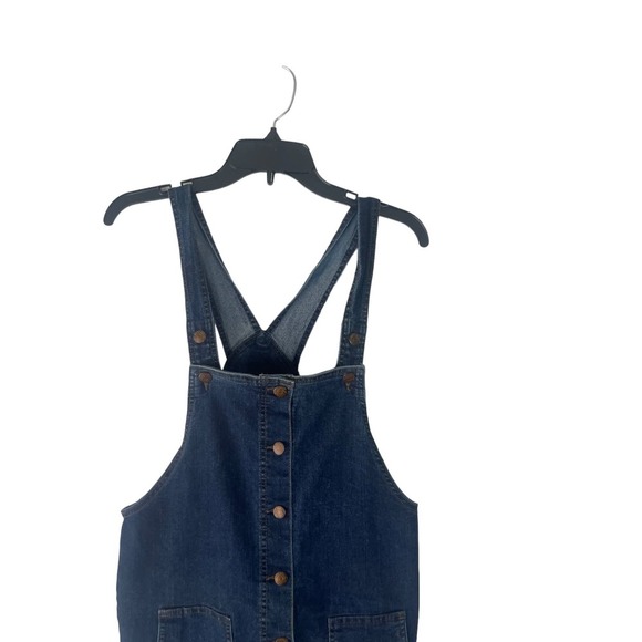 Blue Spice Women's Size Large Denim Button Up Overall Bib Jean Dress - Picture 2 of 8